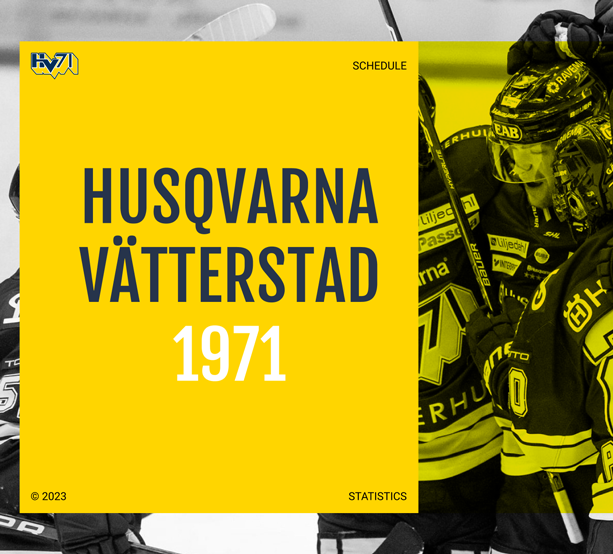 HV71 ice hockey club landing page